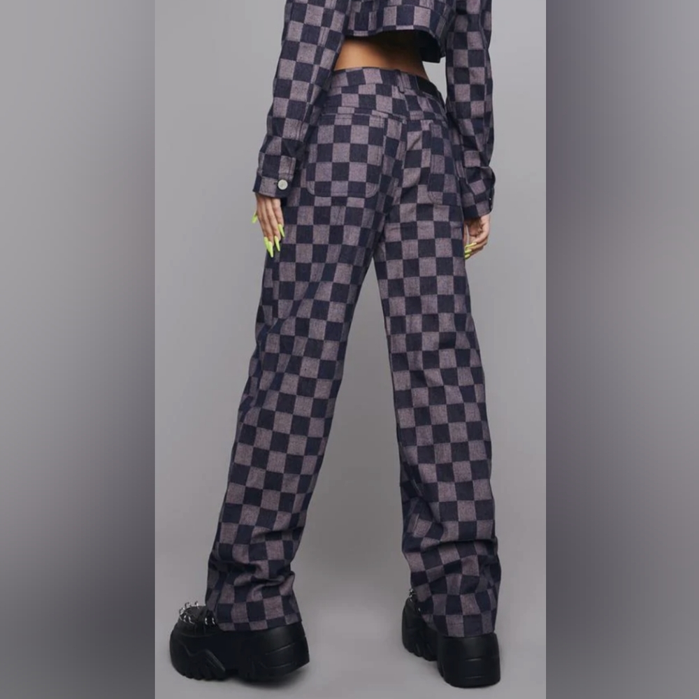 Carpenter Purple XXL 💜XL Jeans Checkered Poster Girl "Chase Nobody" NWT
